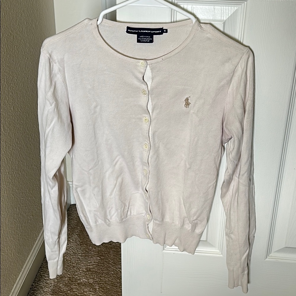 Ralph Lauren Soft Pink Button-Up Cardigan
